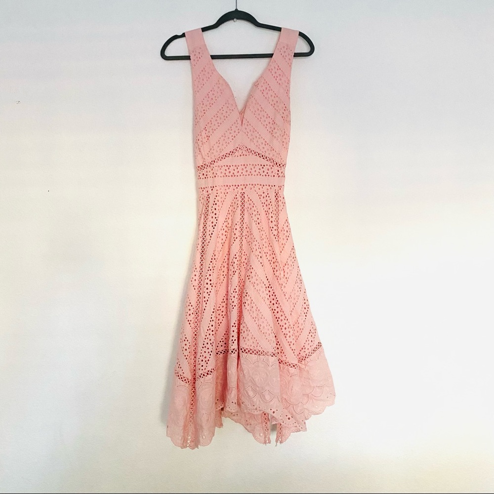 Antonio Melani Nat Eyelet Dress Pink Lemonade Sz 10 - Picture 2 of 14